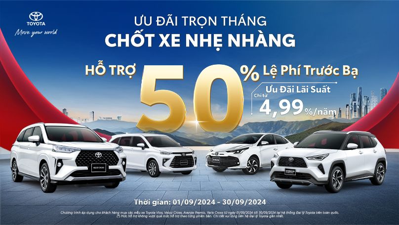 ĐẾM NGƯỢC 6 NGÀY CHƯƠNG TRÌNH KHUYẾN MẠI CHO MẪU XE VIOS, VELOZ CROSS, AVANZA PREMIO VÀ YARIS CROSS