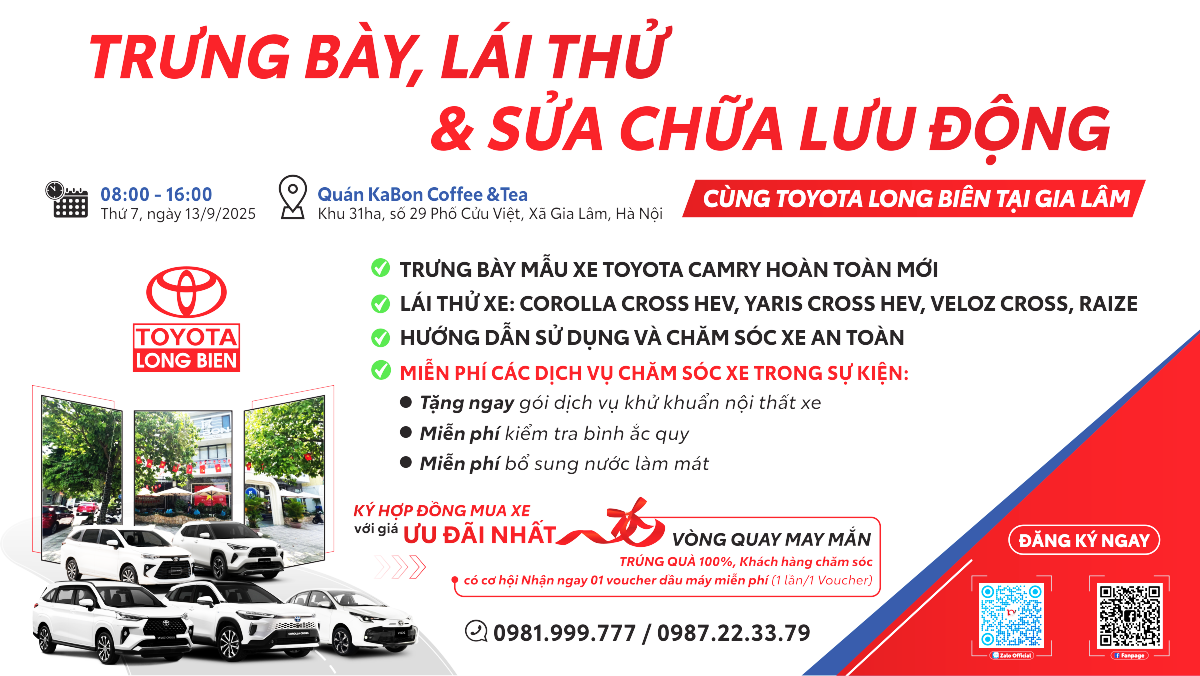 SỰ KIỆN ĐẶC BIỆT "TRƯNG BÀY – LÁI THỬ – TRẢI NGHIỆM DỊCH VỤ CHĂM SÓC XE" TẠI GIA LÂM