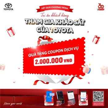 Thông báo Khách hàng nhận quà tặng của chương trình Tri ân Khách hàng làm khảo sát của Toyota - Tháng 4 Năm 2025