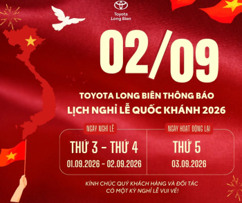 THÔNG BÁO LỊCH NGHỈ LỄ QUỐC KHÁNH 2/9/2026 – TOYOTA LONG BIÊN