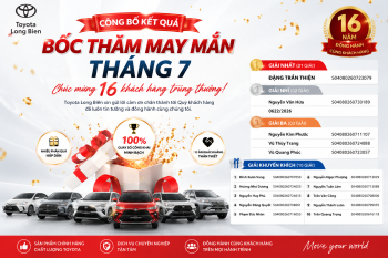 Toyota Long Biên công bố kết quả bốc thăm may mắn tháng 7 – Chúc mừng 16 khách hàng trúng thưởng