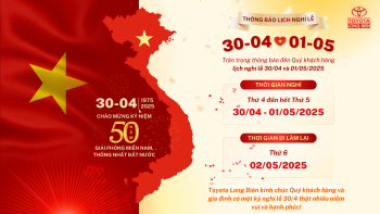 TOYOTA LONG BIÊN THÔNG BÁO NGHỈ LỄ 30/4 & 1/5/2025